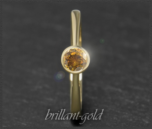 Brillant 585 Gold Ring 0,29ct, orange, nat. Farbe!